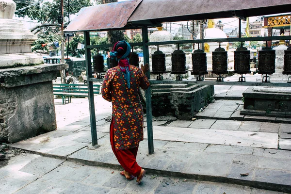 Kathmandu Nepal Agosto 2018 Veduta Delle Ruote Preghiera Tibetane Tempio — Foto Stock