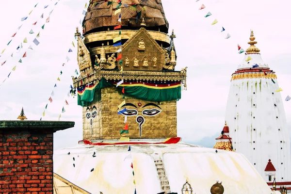 Katmandou Népal Août 2018 Vue Stupa Bouddha Swayambhunath Katmandou Dans — Photo