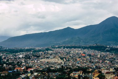 Katmandu Nepal 23 Ağustos 2018 Cityscape Katmandu alanında Swayambhunath maymun tapınakta tepesinden