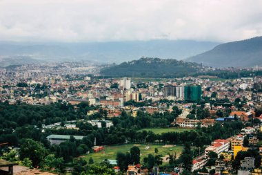 Katmandu Nepal 23 Ağustos 2018 Cityscape Katmandu alanında Swayambhunath maymun tapınakta tepesinden
