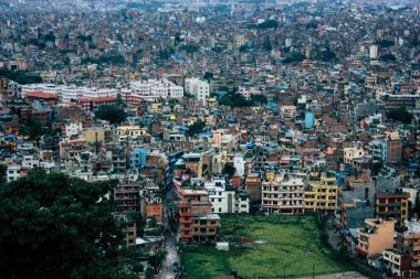 Katmandu Nepal 23 Ağustos 2018 Cityscape Katmandu alanında Swayambhunath maymun tapınakta tepesinden