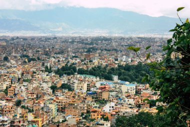 Katmandu Nepal 23 Ağustos 2018 Cityscape Katmandu alanında Swayambhunath maymun tapınakta tepesinden