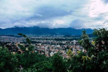 Katmandu Nepal 23 Ağustos 2018 Cityscape Katmandu alanında Swayambhunath maymun tapınakta tepesinden
