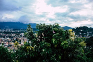 Katmandu Nepal 23 Ağustos 2018 Cityscape Katmandu alanında Swayambhunath maymun tapınakta tepesinden