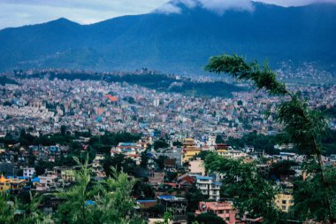 Katmandu Nepal 23 Ağustos 2018 Cityscape Katmandu alanında Swayambhunath maymun tapınakta tepesinden