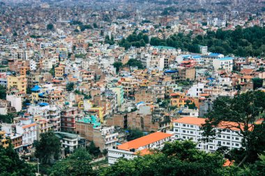 Katmandu Nepal 23 Ağustos 2018 Cityscape Katmandu alanında Swayambhunath maymun tapınakta tepesinden