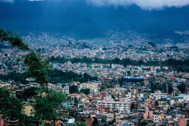 Katmandu Nepal 23 Ağustos 2018 Cityscape Katmandu alanında Swayambhunath maymun tapınakta tepesinden