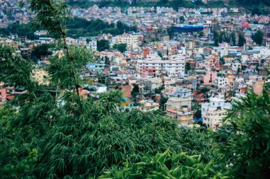 Katmandu Nepal 23 Ağustos 2018 Cityscape Katmandu alanında Swayambhunath maymun tapınakta tepesinden