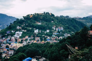 Katmandu Nepal 23 Ağustos 2018 Cityscape Katmandu alanında Swayambhunath maymun tapınakta tepesinden