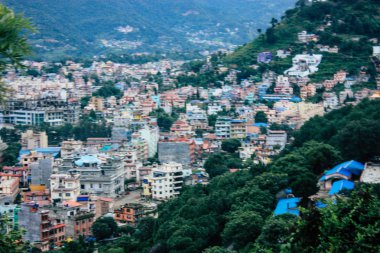 Katmandu Nepal 23 Ağustos 2018 Cityscape Katmandu alanında Swayambhunath maymun tapınakta tepesinden