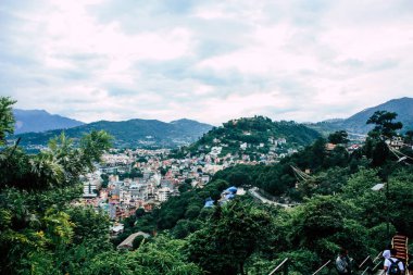 Katmandu Nepal 23 Ağustos 2018 Cityscape Katmandu alanında Swayambhunath maymun tapınakta tepesinden