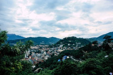 Katmandu Nepal 23 Ağustos 2018 Cityscape Katmandu alanında Swayambhunath maymun tapınakta tepesinden