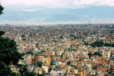 Katmandu Nepal 23 Ağustos 2018 Cityscape Katmandu alanında Swayambhunath maymun tapınakta tepesinden
