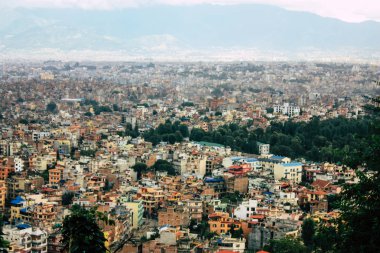 Katmandu Nepal 23 Ağustos 2018 Cityscape Katmandu alanında Swayambhunath maymun tapınakta tepesinden