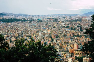 Katmandu Nepal 23 Ağustos 2018 Cityscape Katmandu alanında Swayambhunath maymun tapınakta tepesinden