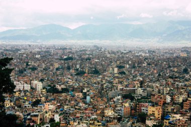 Katmandu Nepal 23 Ağustos 2018 Cityscape Katmandu alanında Swayambhunath maymun tapınakta tepesinden