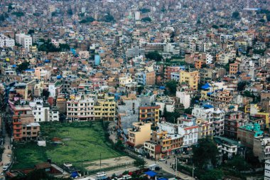 Katmandu Nepal 23 Ağustos 2018 Cityscape Katmandu alanında Swayambhunath maymun tapınakta tepesinden
