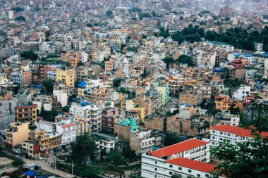 Katmandu Nepal 23 Ağustos 2018 Cityscape Katmandu alanında Swayambhunath maymun tapınakta tepesinden
