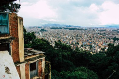 Katmandu Nepal 23 Ağustos 2018 Cityscape Katmandu alanında Swayambhunath maymun tapınakta tepesinden