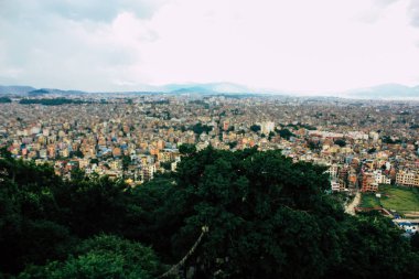 Katmandu Nepal 23 Ağustos 2018 Cityscape Katmandu alanında Swayambhunath maymun tapınakta tepesinden