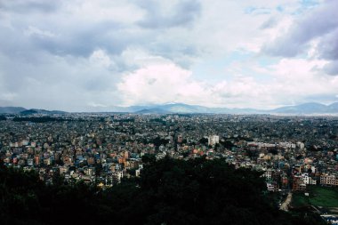 Katmandu Nepal 23 Ağustos 2018 Cityscape Katmandu alanında Swayambhunath maymun tapınakta tepesinden