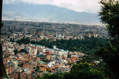 Katmandu Nepal 23 Ağustos 2018 Cityscape Katmandu alanında Swayambhunath maymun tapınakta tepesinden