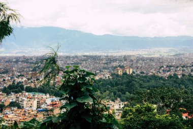 Katmandu Nepal 23 Ağustos 2018 Cityscape Katmandu alanında Swayambhunath maymun tapınakta tepesinden