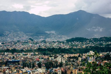 Katmandu Nepal 23 Ağustos 2018 Cityscape Katmandu alanında Swayambhunath maymun tapınakta tepesinden