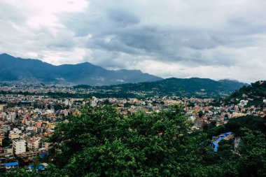 Katmandu Nepal 23 Ağustos 2018 Cityscape Katmandu alanında Swayambhunath maymun tapınakta tepesinden