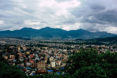 Katmandu Nepal 23 Ağustos 2018 Cityscape Katmandu alanında Swayambhunath maymun tapınakta tepesinden