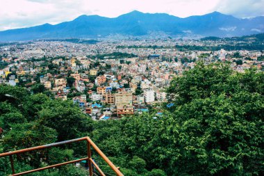 Katmandu Nepal 23 Ağustos 2018 Cityscape Katmandu alanında Swayambhunath maymun tapınakta tepesinden