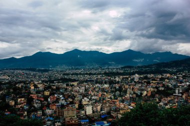 Katmandu Nepal 23 Ağustos 2018 Cityscape Katmandu alanında Swayambhunath maymun tapınakta tepesinden