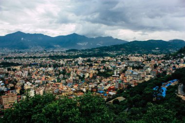Katmandu Nepal 23 Ağustos 2018 Cityscape Katmandu alanında Swayambhunath maymun tapınakta tepesinden