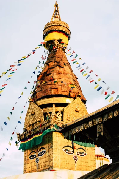 Катманду Непал Август 2018 Вид Ступу Будды Районе Сваямбхунатх Катманду — стоковое фото