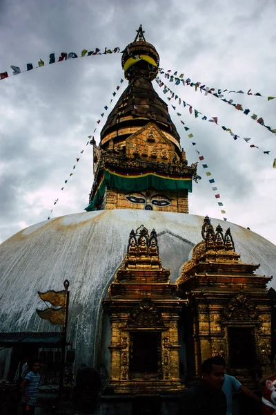 Kathmandu Nepal Agosto 2018 Veduta Dello Stupa Buddha Nella Zona — Foto Stock