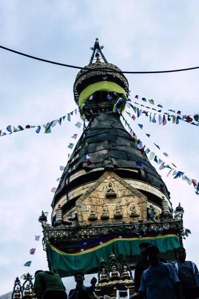 Kathmandu Nepal Augustus 2018 Weergave Van Boeddha Stoepa Swayambhunath Gebied — Stockfoto