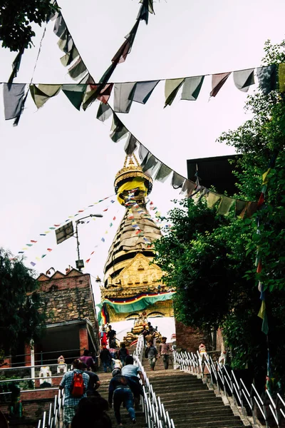 Kathmandu Nepal August 2018 Ansicht Des Buddha Stupas Swayambhunath Gebiet — Stockfoto