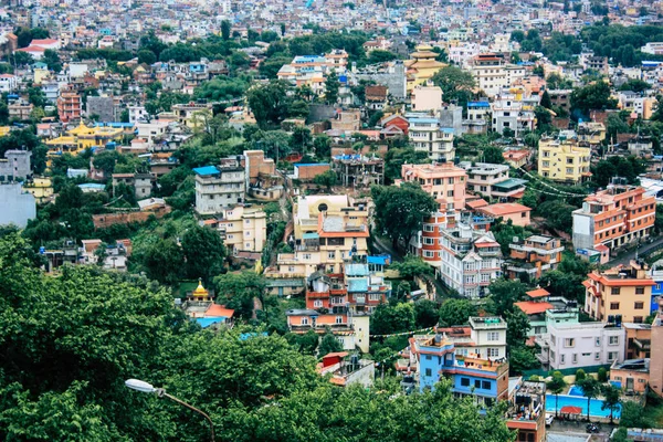 Kathmandu Nepal Agosto 2018 Paesaggio Urbano Dalla Cima Del Tempio — Foto Stock