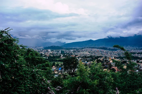 Kathmandu Nepal Augustus 2018 Cityscape Vanaf Top Van Tempel Van — Stockfoto