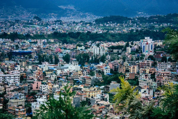Kathmandu Nepal Agosto 2018 Paesaggio Urbano Dalla Cima Del Tempio — Foto Stock