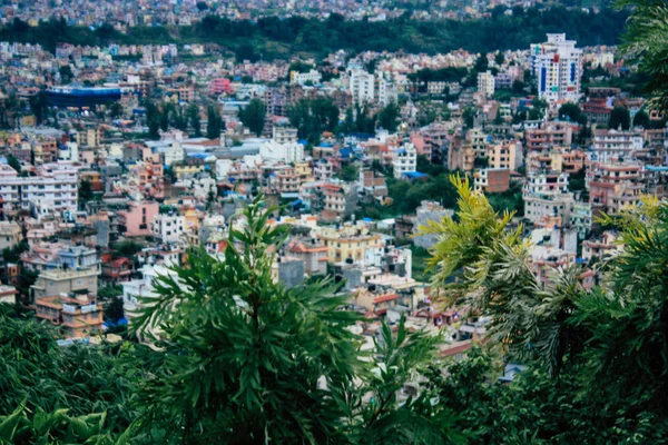 Kathmandu Nepal Sierpień 2018 Gród Górnej Części Świątyni Małp Okolicy — Zdjęcie stockowe