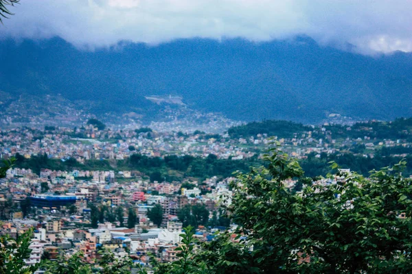 Kathmandu Nepal Augustus 2018 Cityscape Vanaf Top Van Tempel Van — Stockfoto