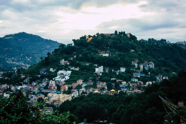 Katmandú Nepal Agosto 2018 Paisaje Urbano Desde Cima Del Templo —  Fotos de Stock