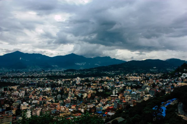 Kathmandu Nepal Augustus 2018 Cityscape Vanaf Top Van Tempel Van — Stockfoto