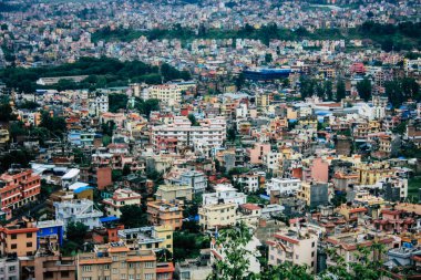 Katmandu Nepal 23 Ağustos 2018 Cityscape Katmandu alanında Swayambhunath maymun tapınakta tepesinden