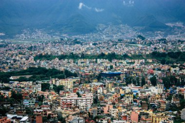 Katmandu Nepal 23 Ağustos 2018 Cityscape Katmandu alanında Swayambhunath maymun tapınakta tepesinden