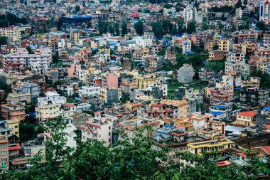 Katmandu Nepal 23 Ağustos 2018 Cityscape Katmandu alanında Swayambhunath maymun tapınakta tepesinden
