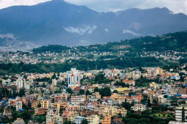 Katmandu Nepal 23 Ağustos 2018 Cityscape Katmandu alanında Swayambhunath maymun tapınakta tepesinden