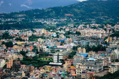 Katmandu Nepal 23 Ağustos 2018 Cityscape Katmandu alanında Swayambhunath maymun tapınakta tepesinden