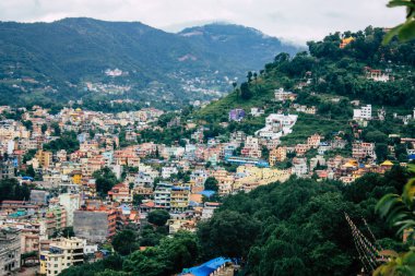 Katmandu Nepal 23 Ağustos 2018 Cityscape Katmandu alanında Swayambhunath maymun tapınakta tepesinden